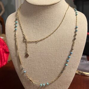 stella dot gold chain necklace Turquoise Beads